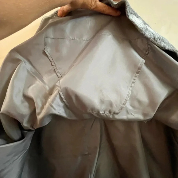 American Glamour Poncho Faux Fur Sweater Women's Grey pullover Lined S/XS - Picture 4 of 7